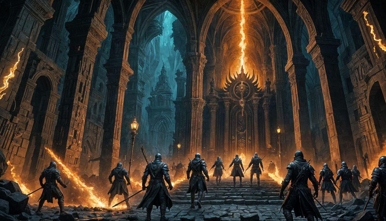 Enchanted Swords Fly in Dark Dungeon