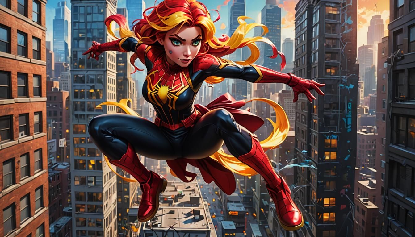 Sunset Shimmer Spider-Verse Acrobatic Art