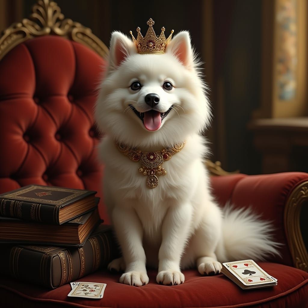 Samoyed Dog as Baroque Royalty