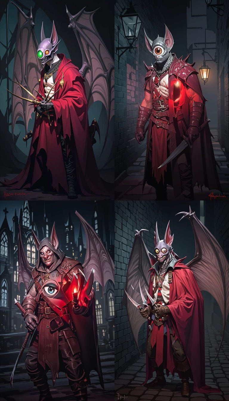 Monstrous Man-Bat Rogue with Single Eye and Daggers