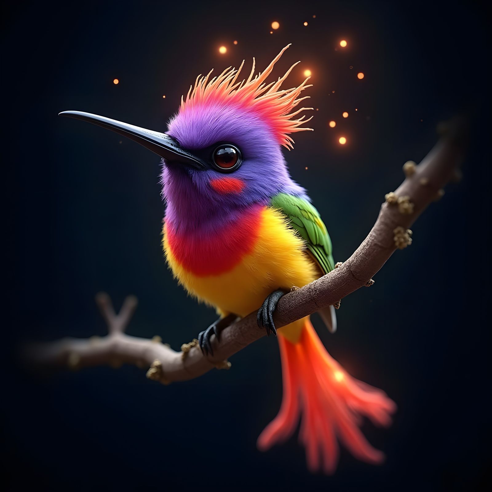Vibrant Tropical Bird Hybrid in Whimsical Painted Style