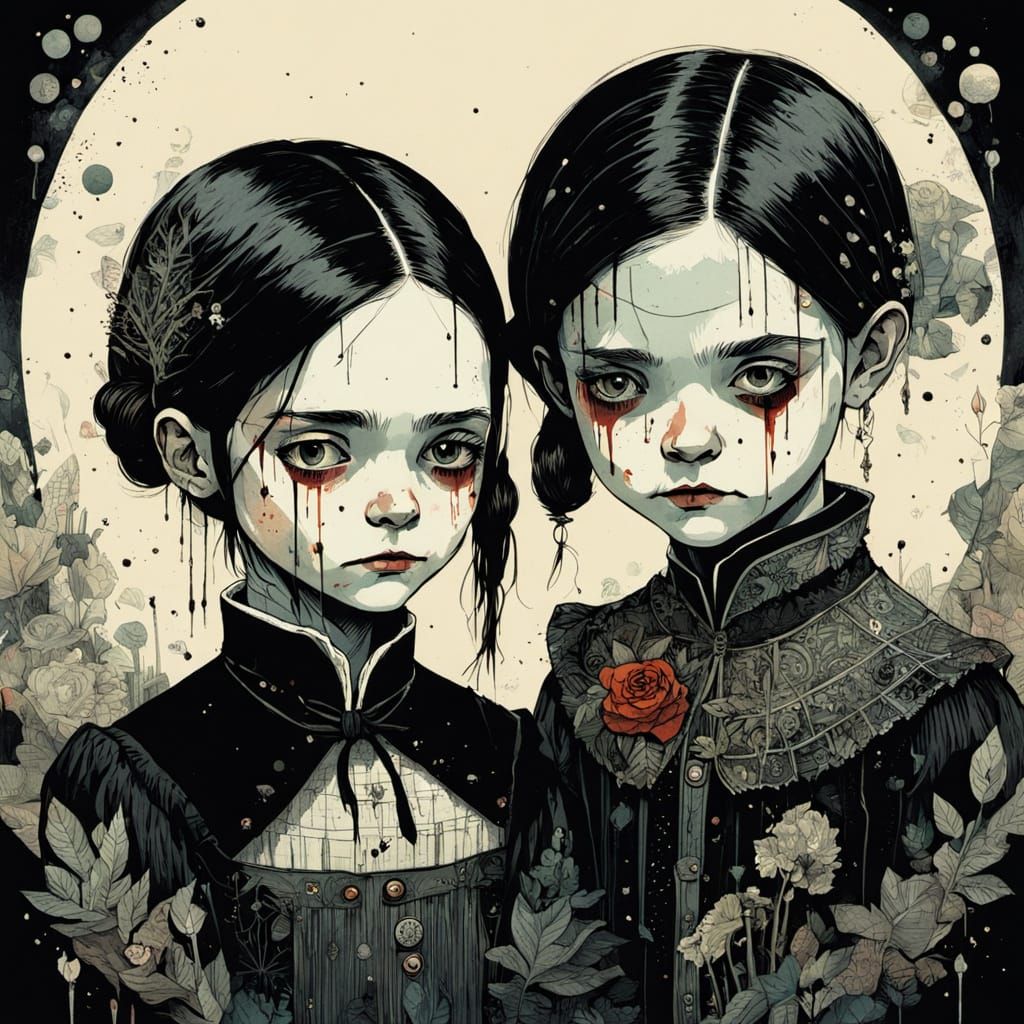 Wednesday Addams Rises from the Grave as Dark Fantasy Art