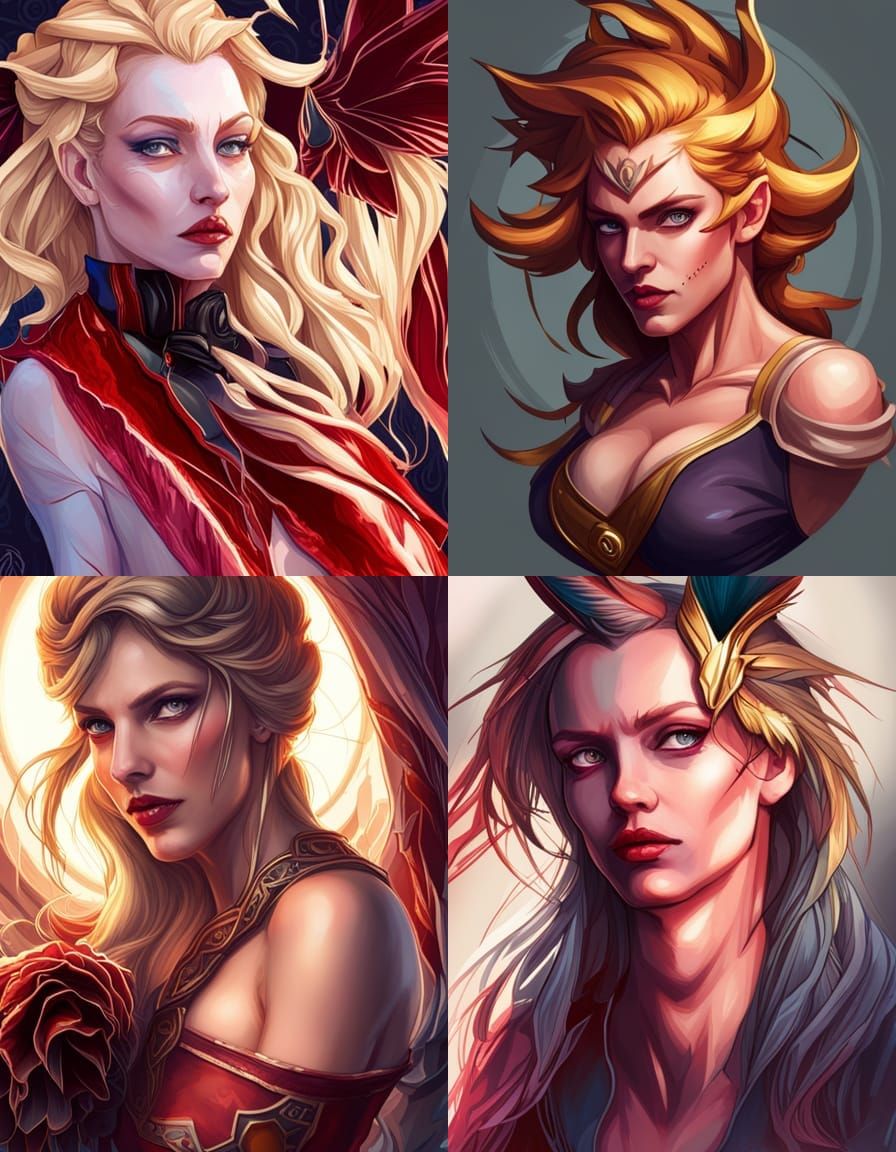 Red Queen Portrait in Art Nouveau Style