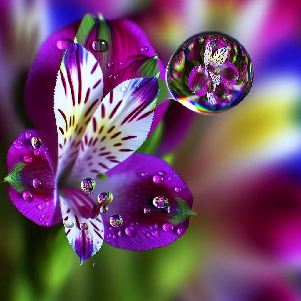 Vibrant Alstroemeria Blooms in Morning Dew