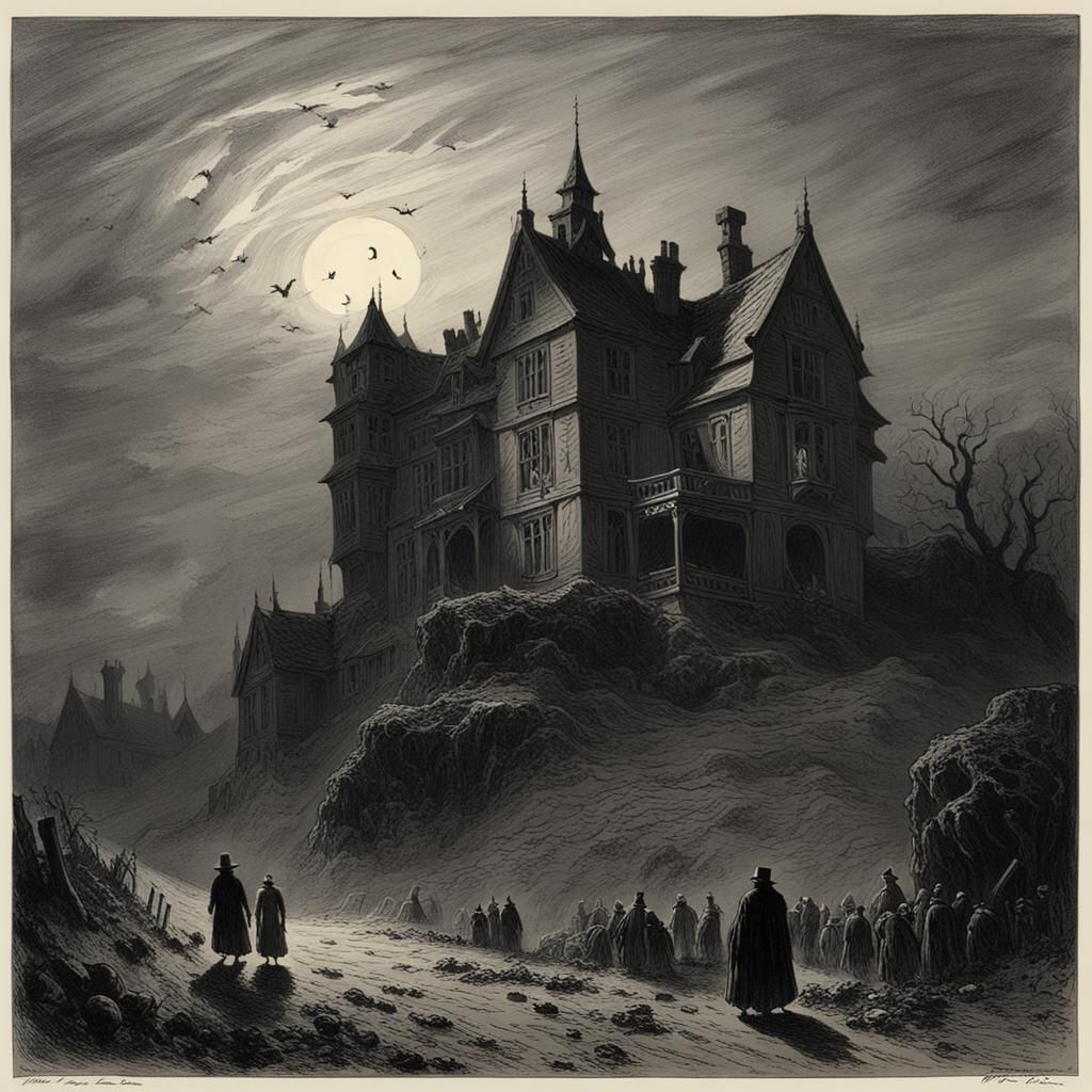 Haunted Manor on Misty Moor: A Gothic Horror Scene