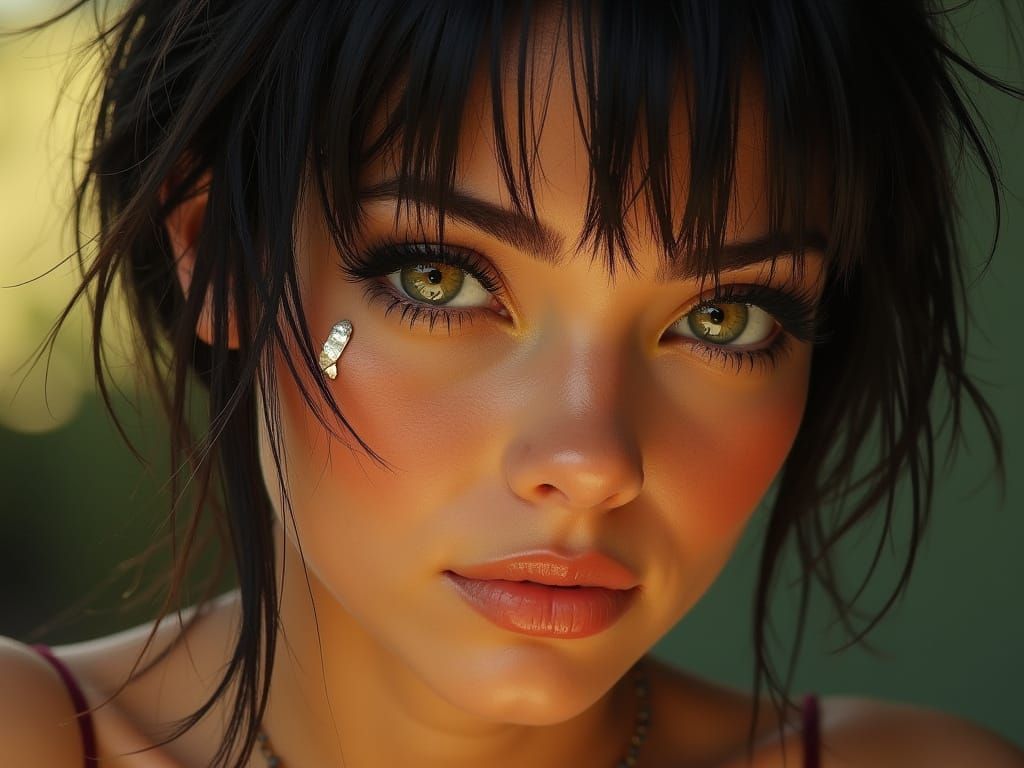 Egyptian Animatronic Idol with Neon Olive Eyes