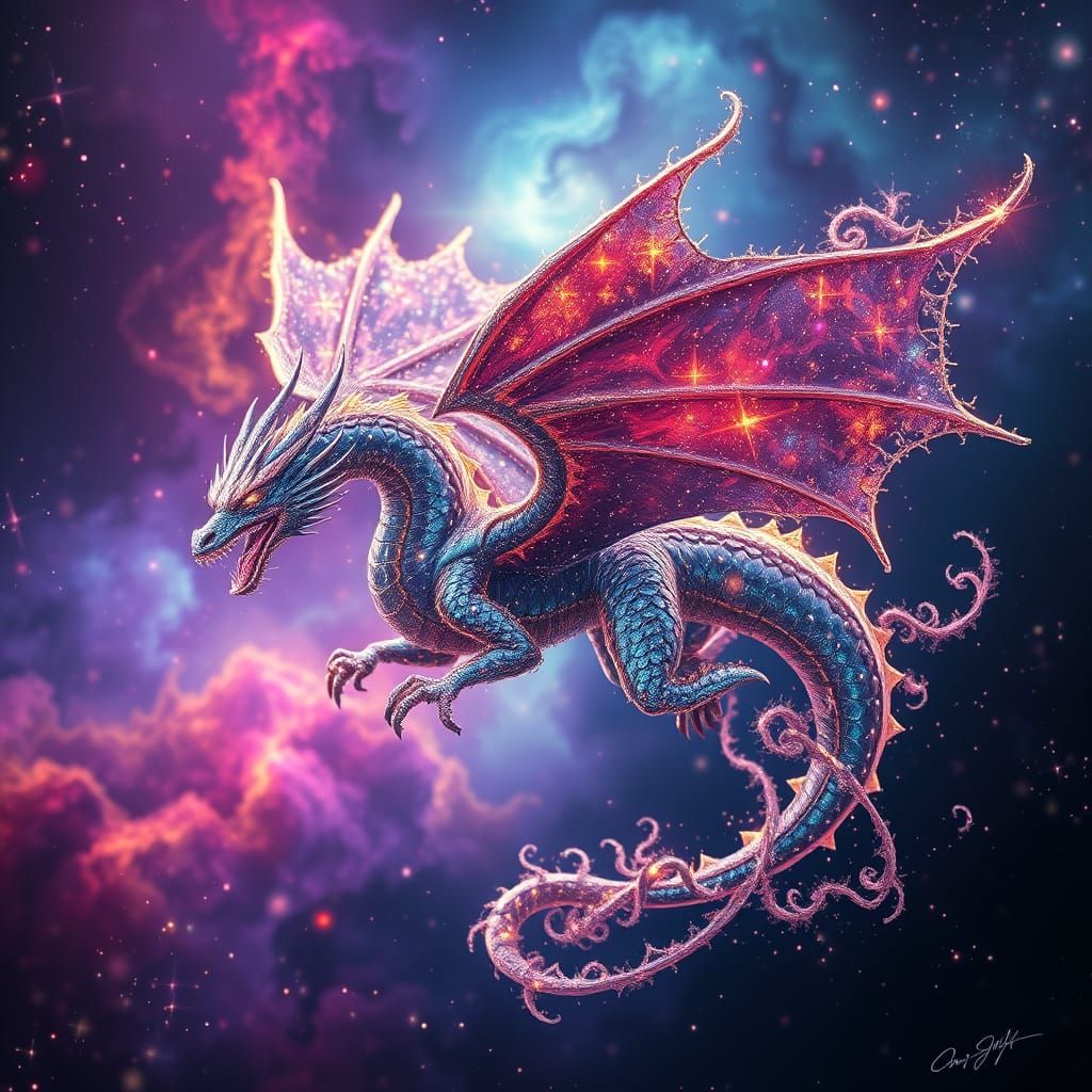 Galactic Dragon Soars Through Cosmic Nebula