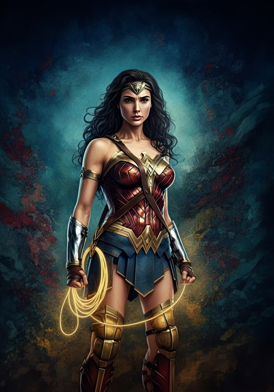 Wonder Woman in Abstract Expressionist Style