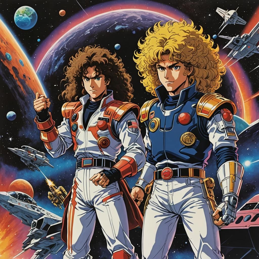 Retro 80s Space Anime Scene