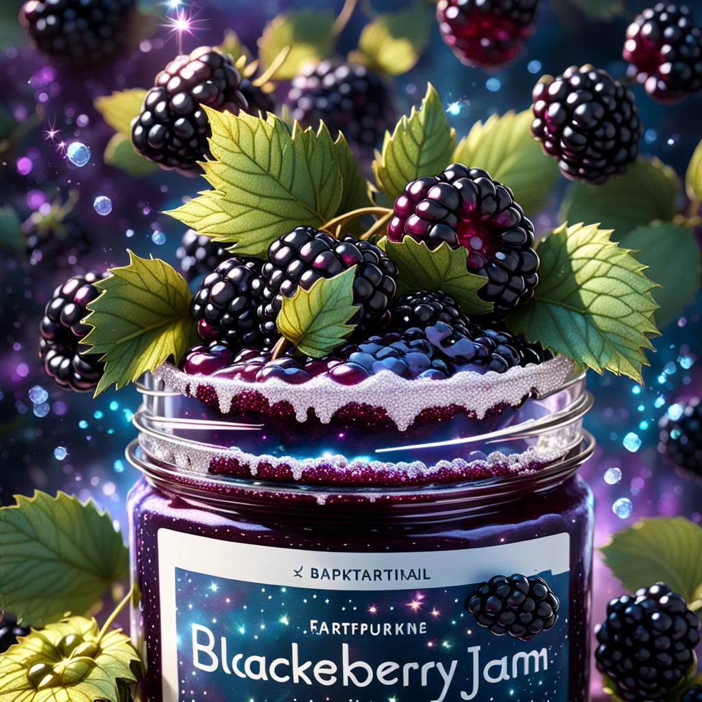 Blackberry Jam Jar in Fantastical Matte Painting Style