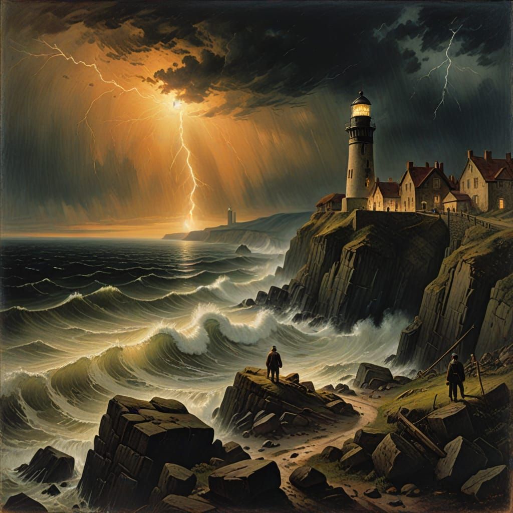 Majestic Lighthouse Dominates Turbulent Seascape