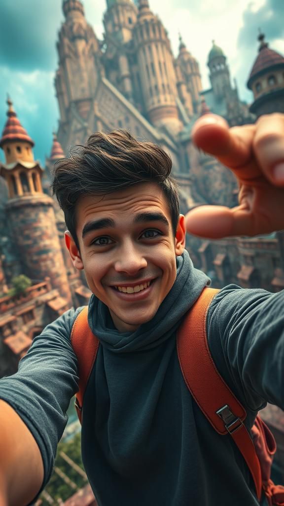 Playful Photobomb in a Fantastical Matte Painting