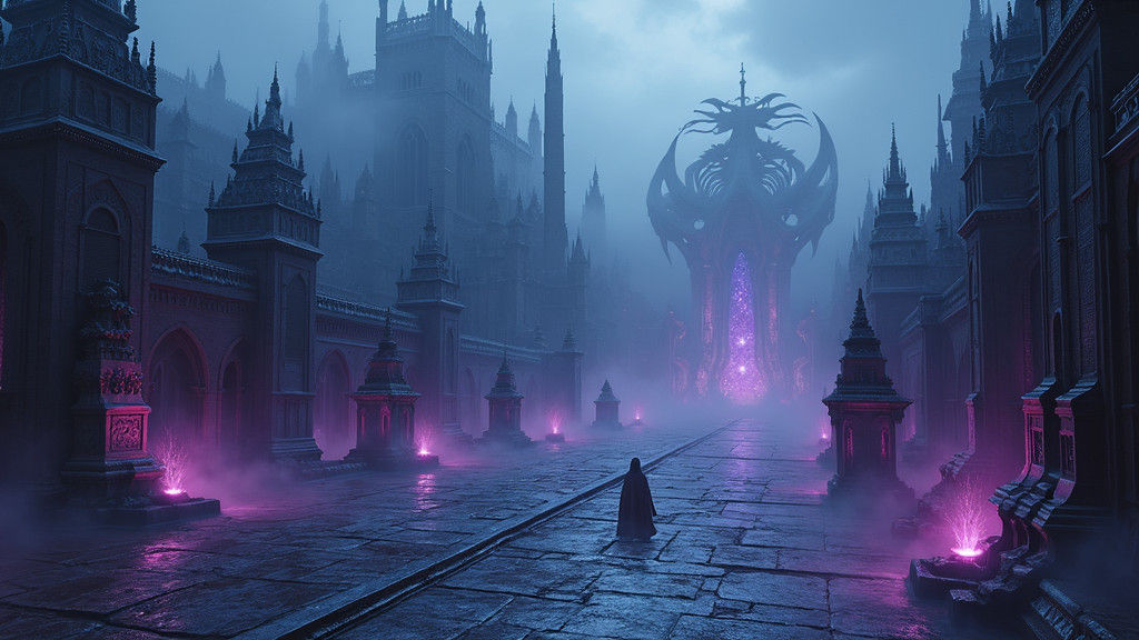 Majestic Gothic Cityscape with Mystical Aura