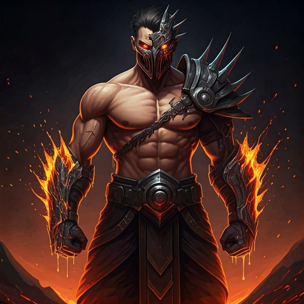Molten Metal Warrior in League of Legends Style