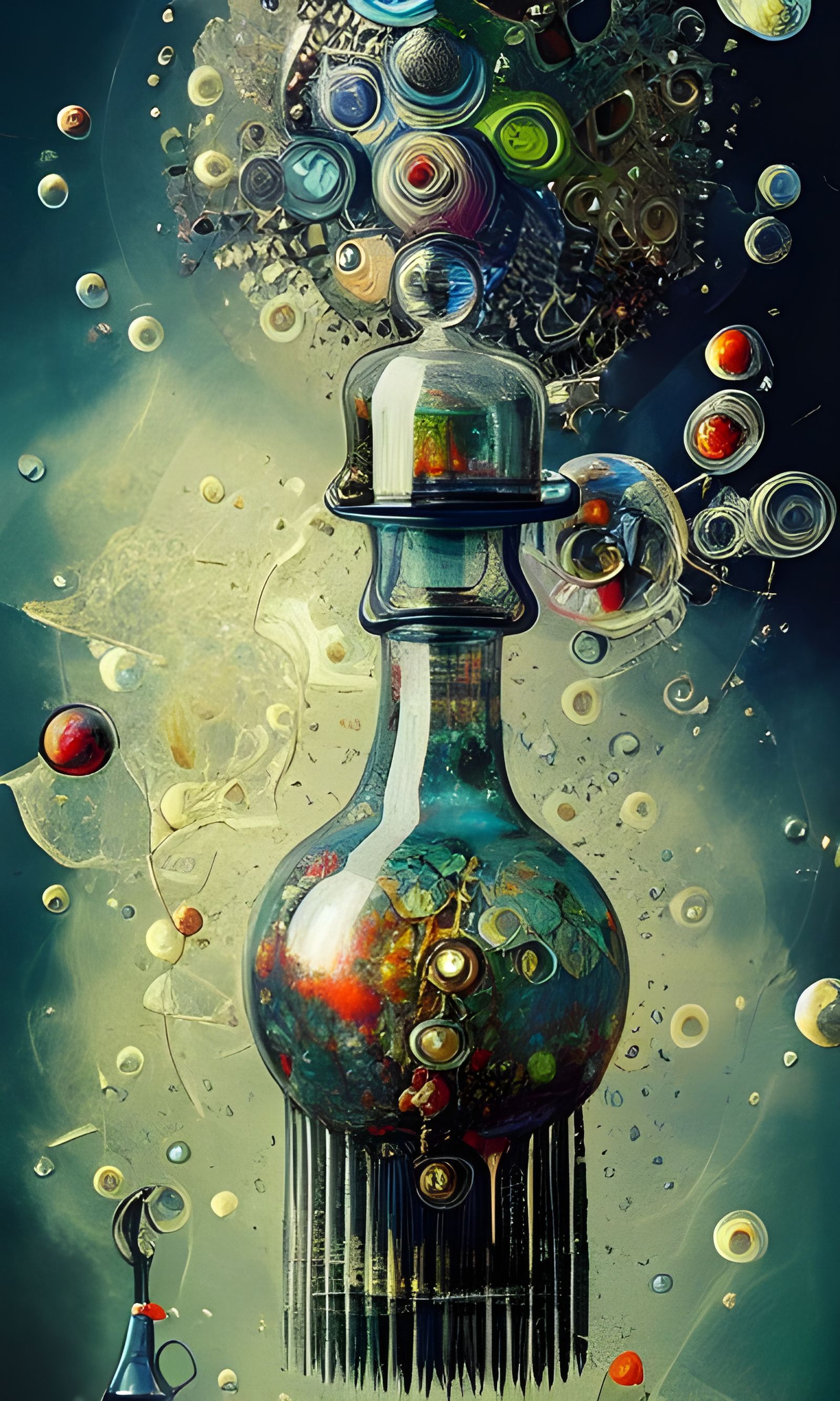 Exploding Blown Glass Potion Bottles in Sunlight