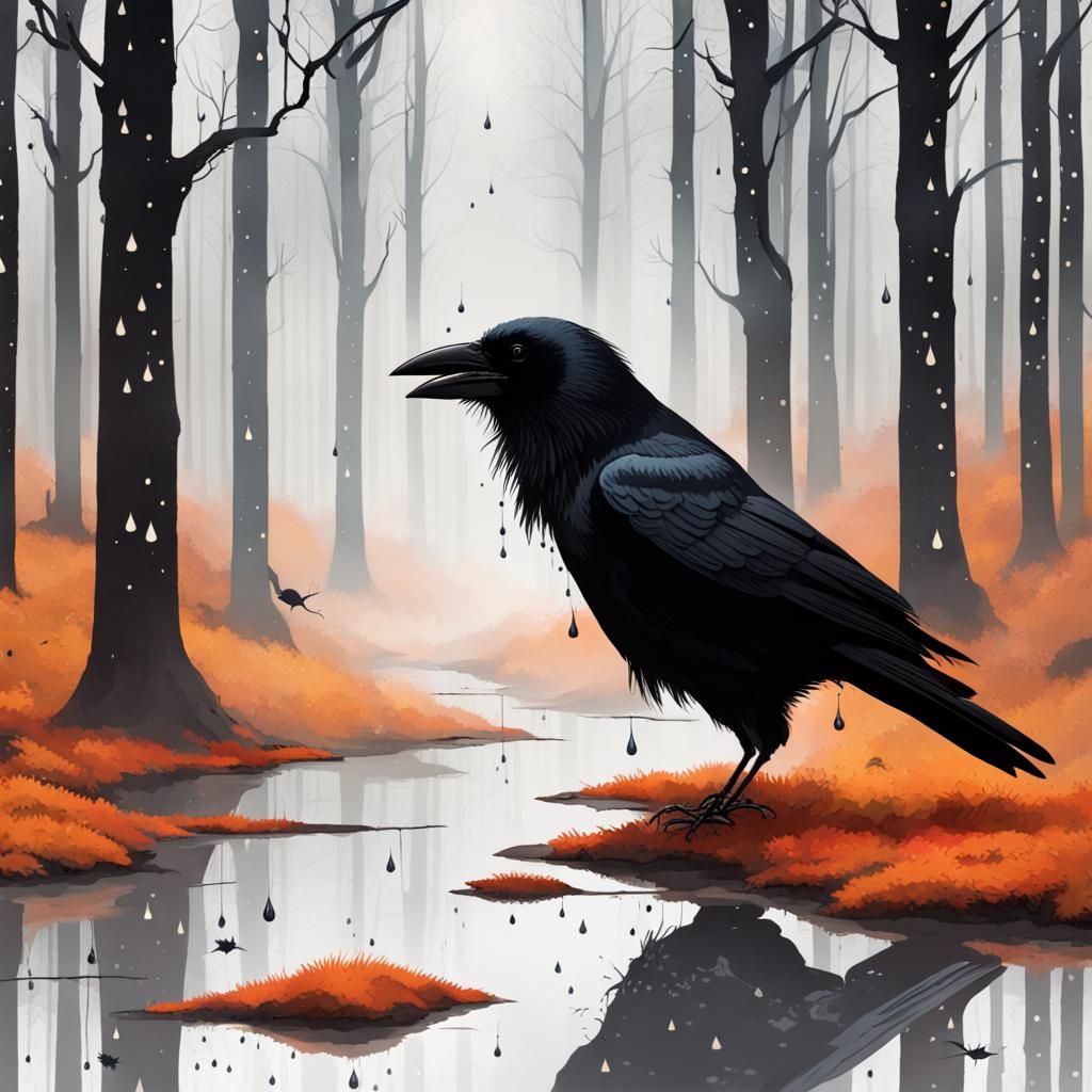 Scandinavian Forest Scene with Halloween and Indian Elements