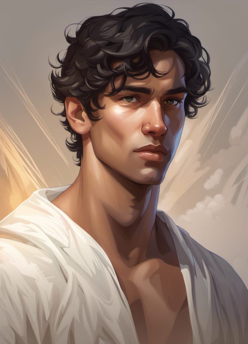 Detailed Portrait of Young Man in Art Nouveau Style