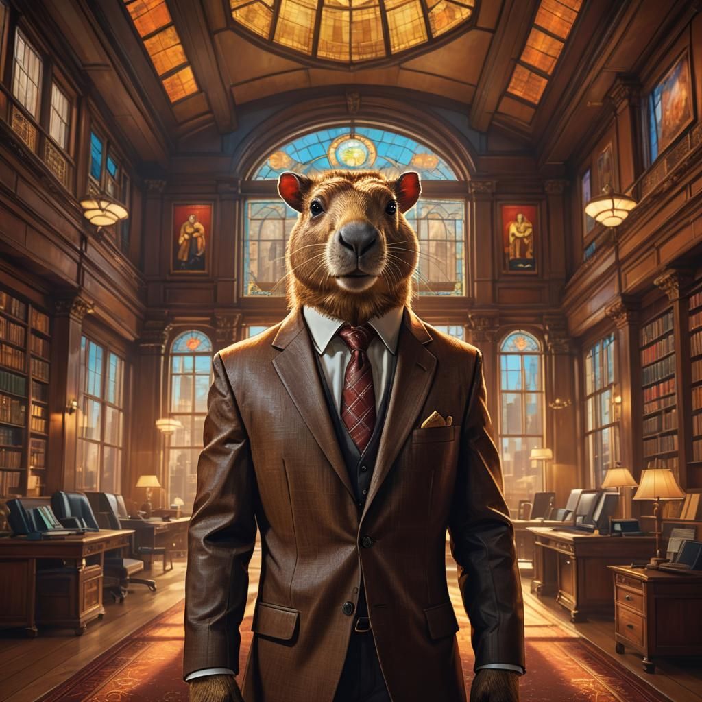 Capybara CEO: Fantasy Concept Art in Office