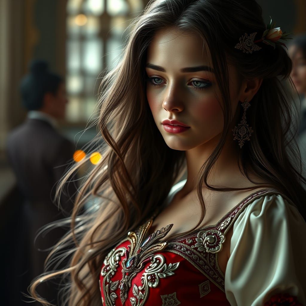 Loving Portrait of a Mora Girl in Elegant Attire