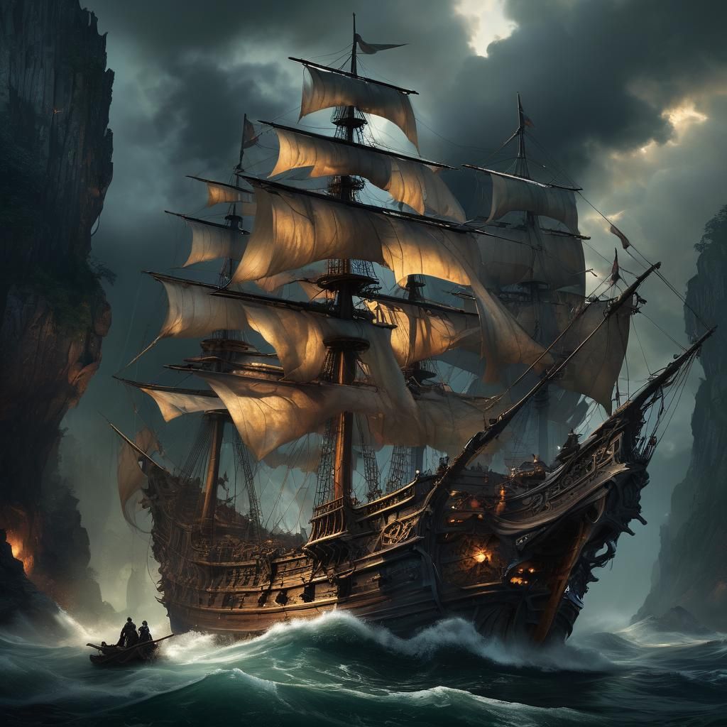 Dark Fantasy Pirate Ship Concept Art