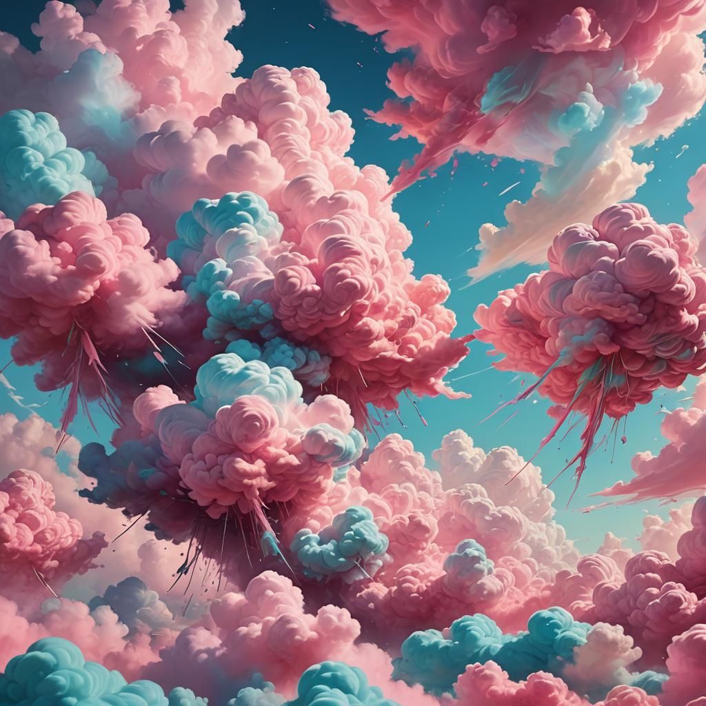 Cotton Candy Clouds in Dreamlike Sky