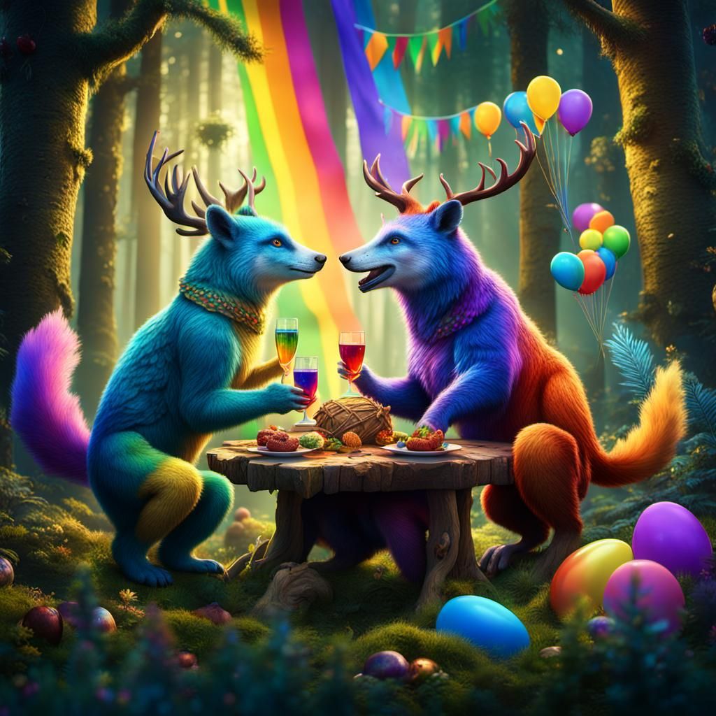 Festive Forest Animals Celebrate Gay Pride