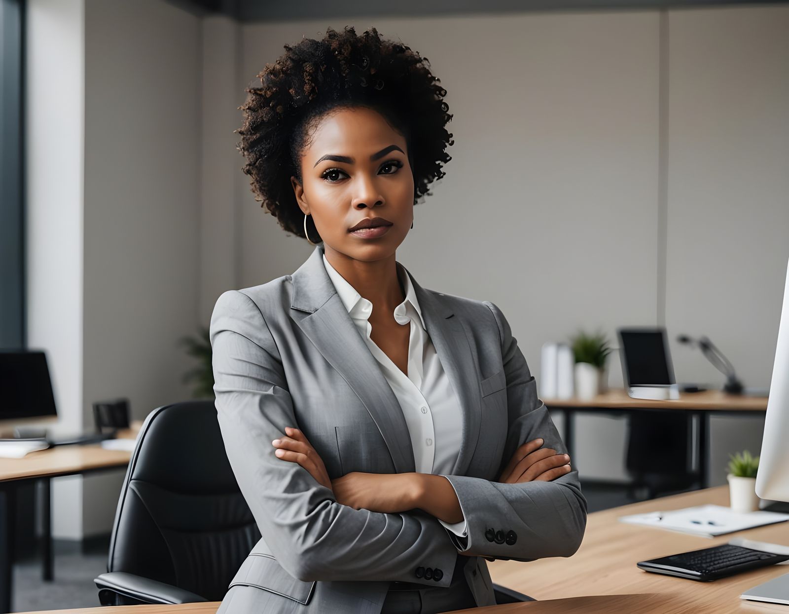 Serious African American Businesswoman in a Corporate Settin...