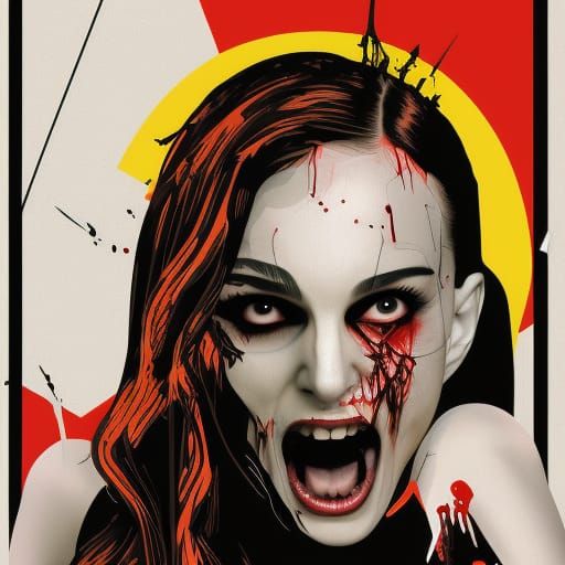 Natalie Portman Screaming Zombie in Pop Art