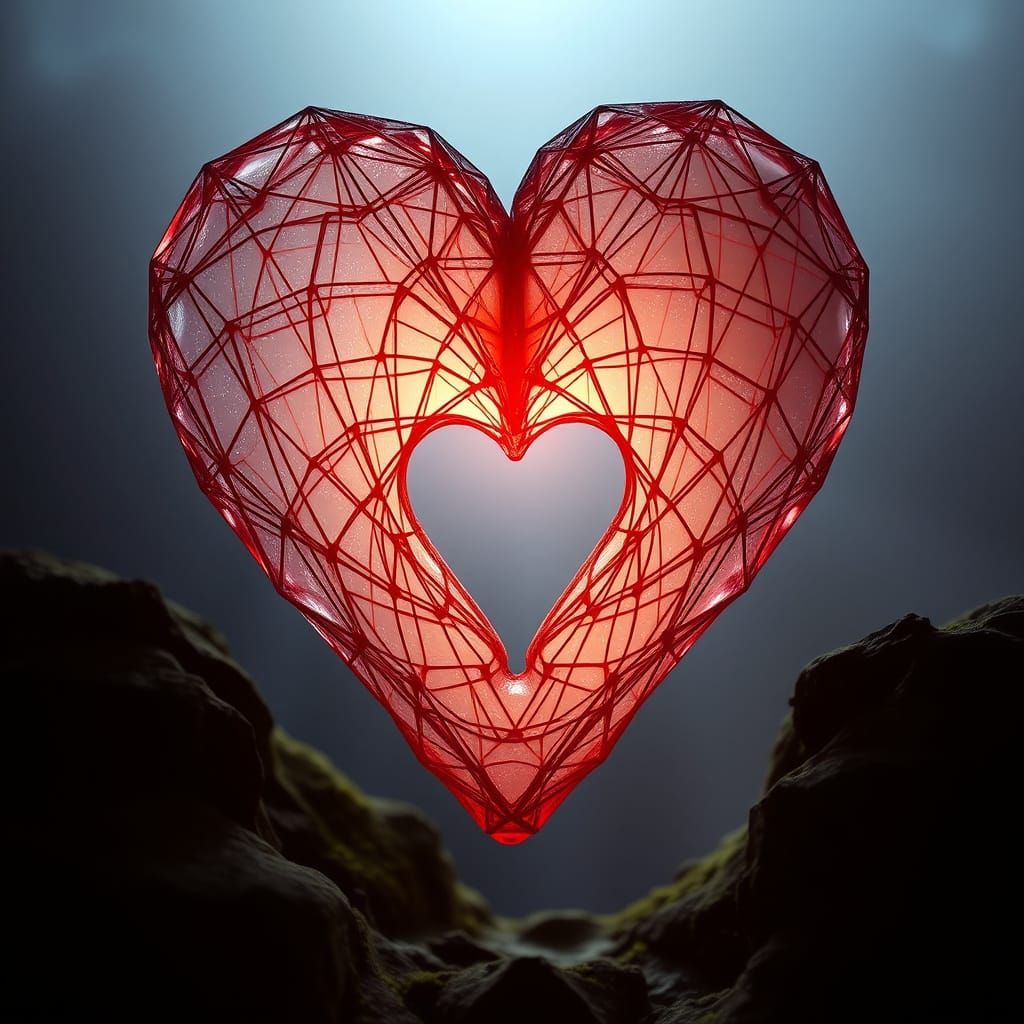 Abstract Heart with Geometric Details in Digital Art