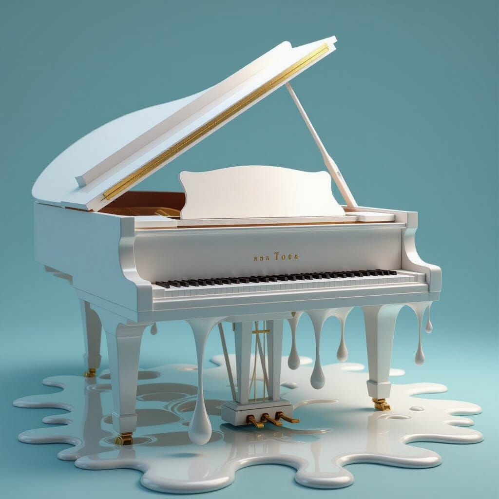 Surreal Meltdown: A Grand Piano in Dreamlike Style