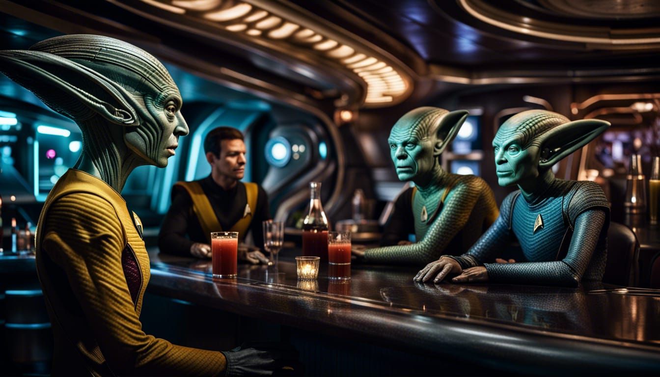 Star Trek: Human and Aliens in Spacecraft Bar