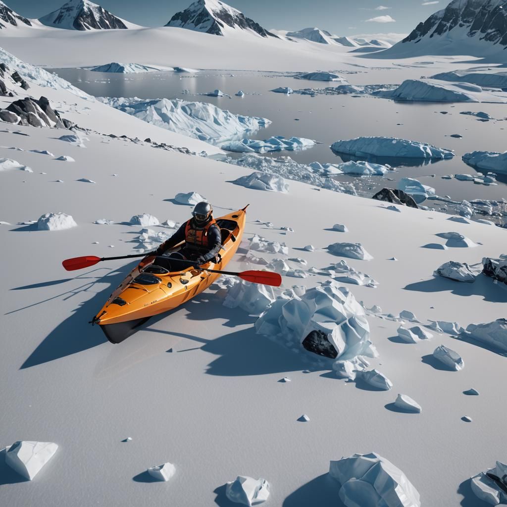 Antarctic Summer Kayak Trip in Sci-Fi Style