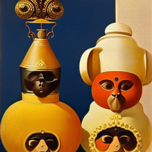 Cheburashka and Totoshka Masquerade, in Albert Marquet Style