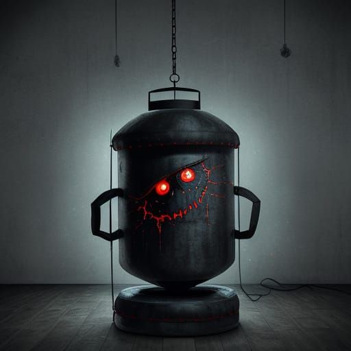 Anime-Style Haunted Punching Bag with Ghostly Fists