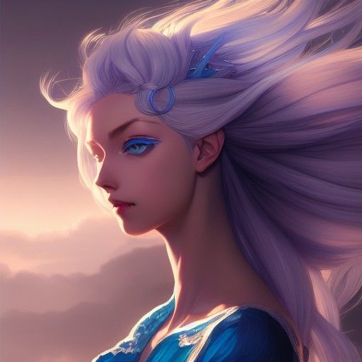 Anime Mermaid Portrait in Hyperdetailed Splash Art Style