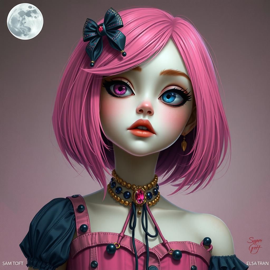 Gothic Girl Portrait in Burtonesque Style