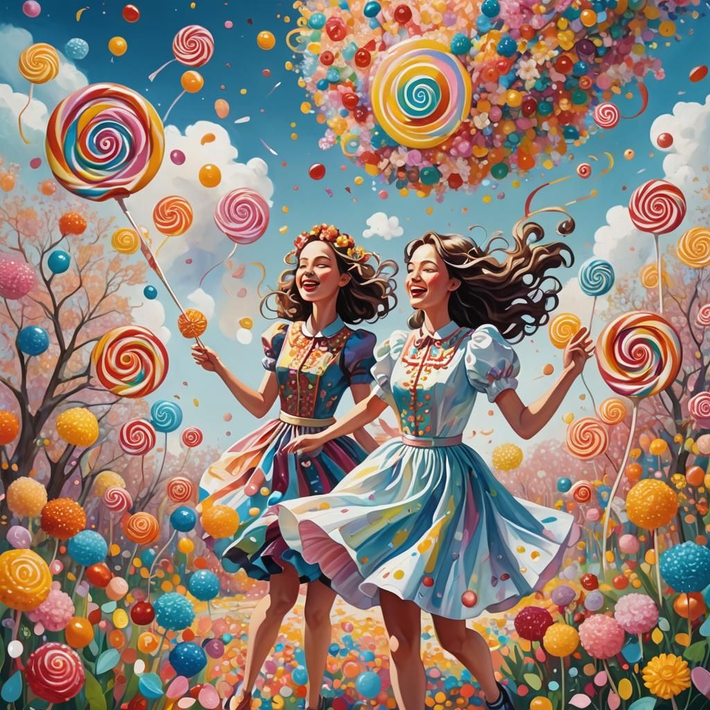 Joyful Gouache Painting of a Candy Wonderland