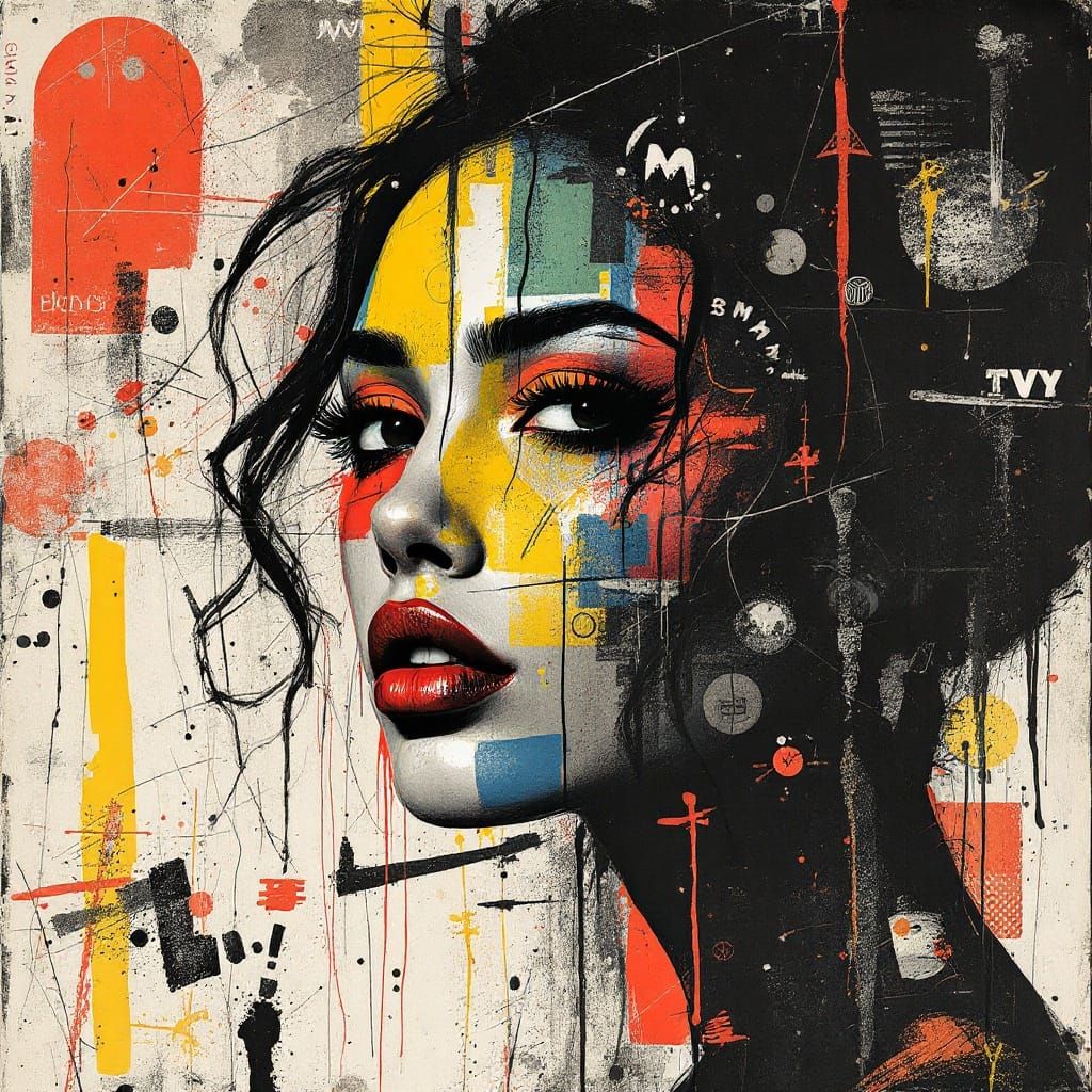 Anarchic Art Punk Portrait with Chaotic Hand-Drawn Elements