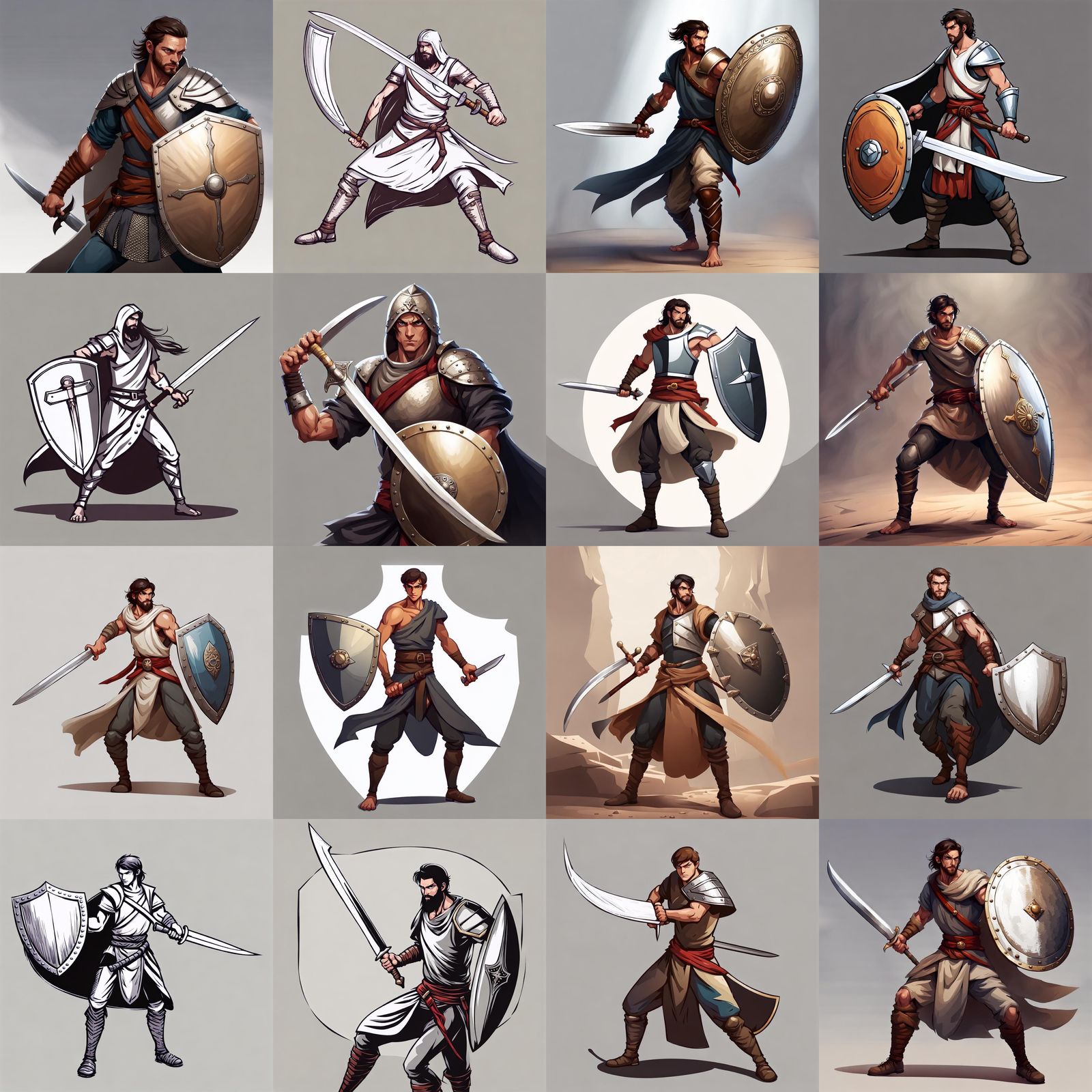 Human Fighter with Scimitar and Shield