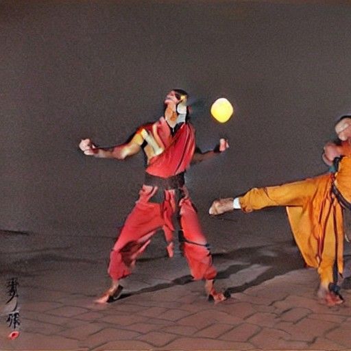 Shaolin Monk Versus Ninja Oil Painting