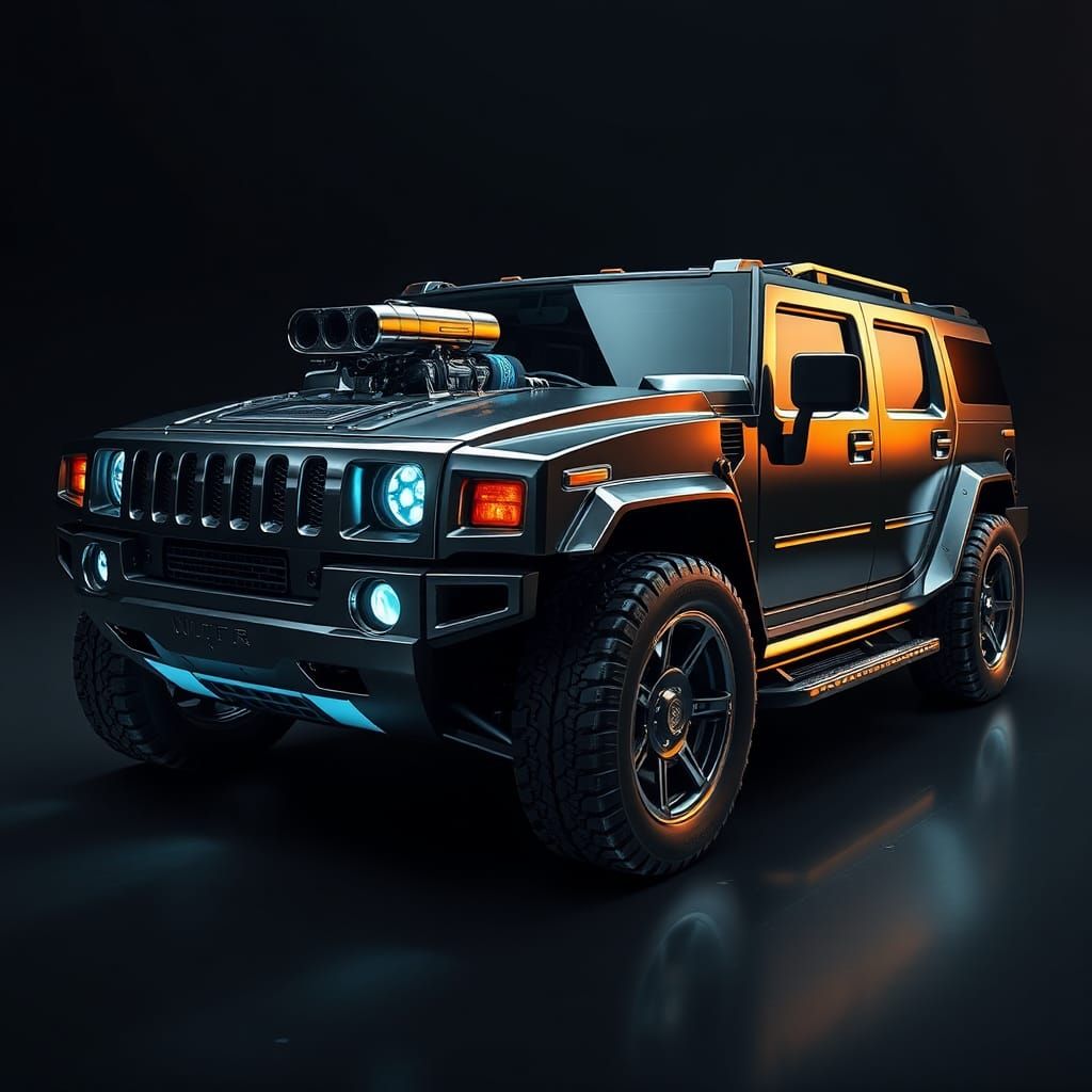 High-Performance Hummer with Advanced Engine and Neon Highli...