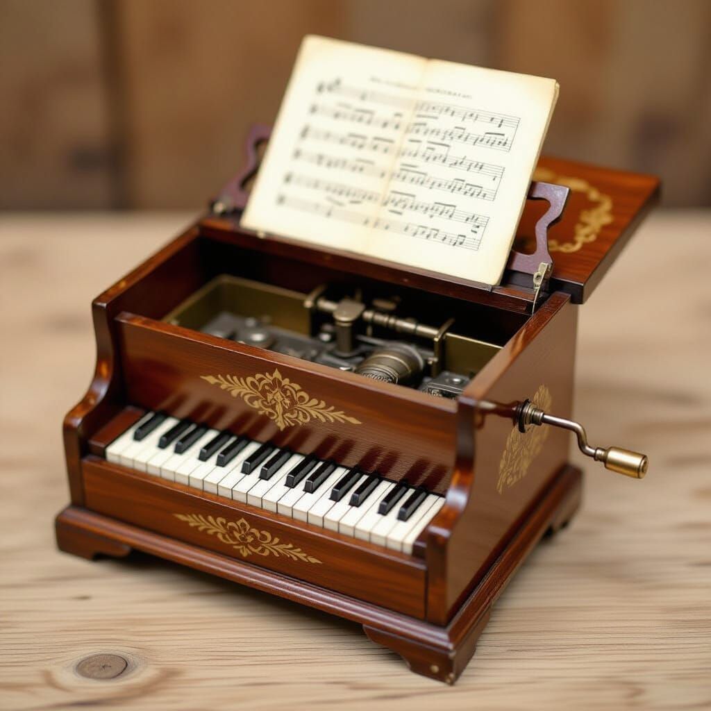Elegant Antique Music Box Displayed