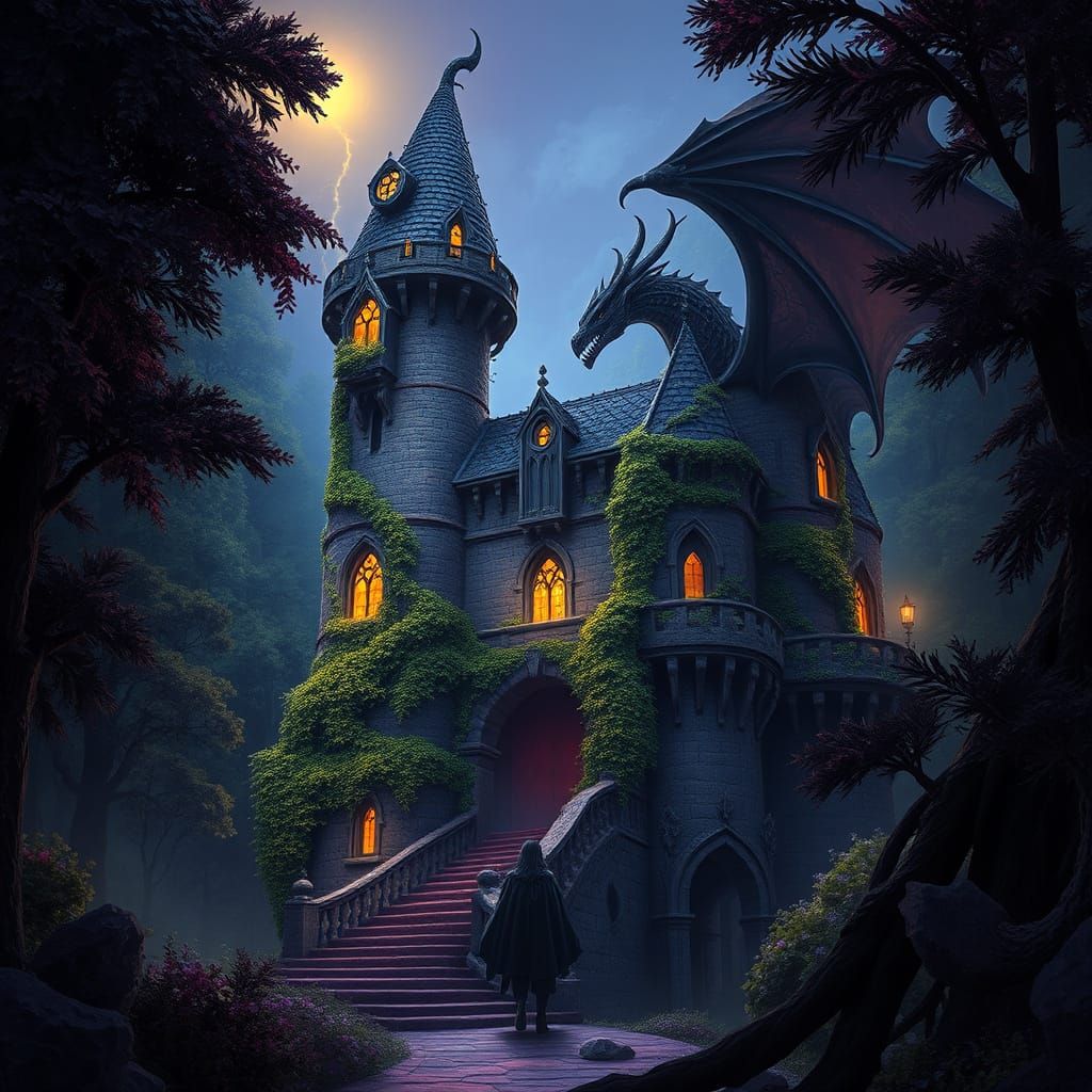 Mystical Castle in Dark Fantasy Style