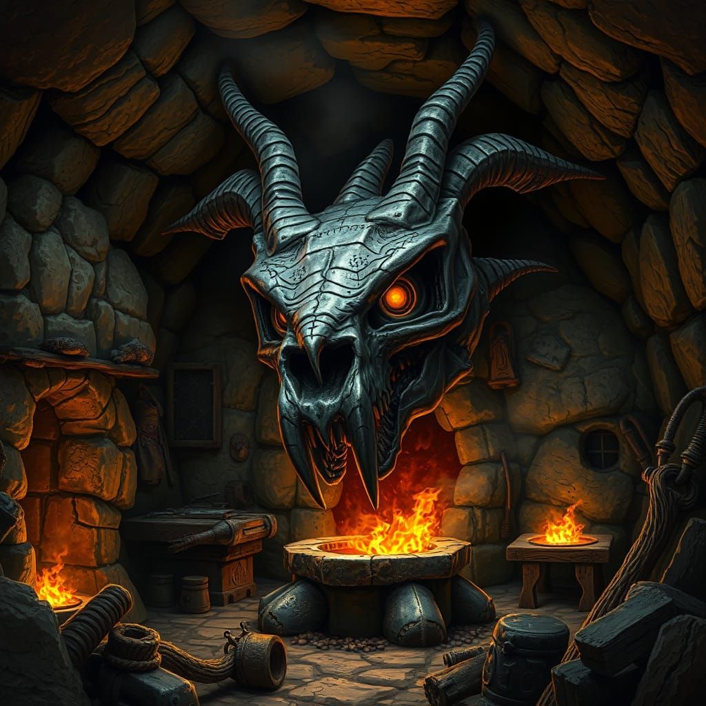 Dragon Skull Forge in Underground Cavern