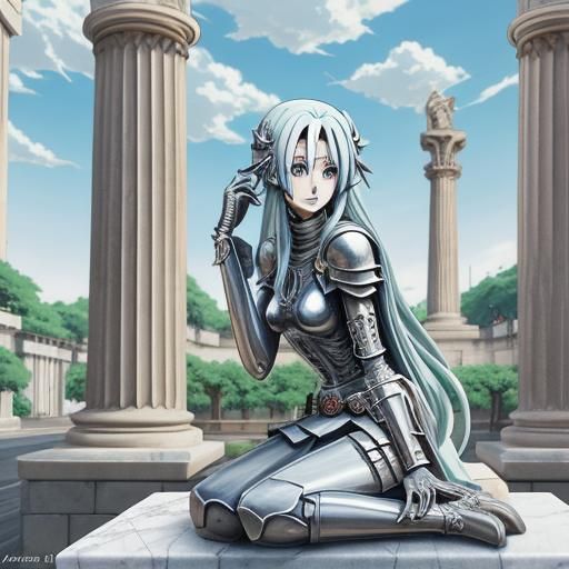 Anime Knight Points to Skull in 2D Art