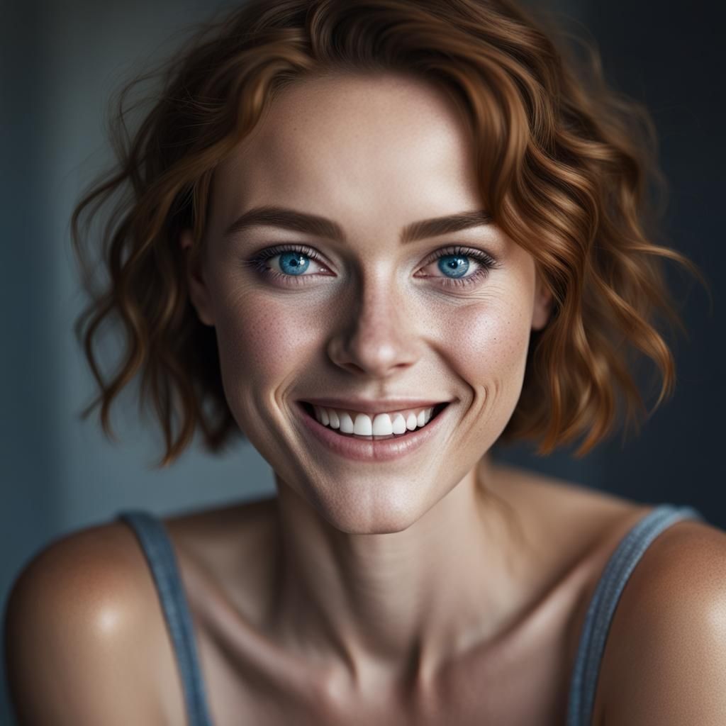 Beautiful Freckled Lady Smiling Portrait