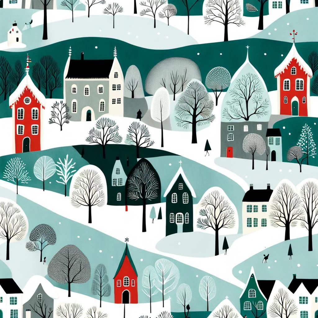 Cozy Scandinavian Winter Landscape in Soft Colors