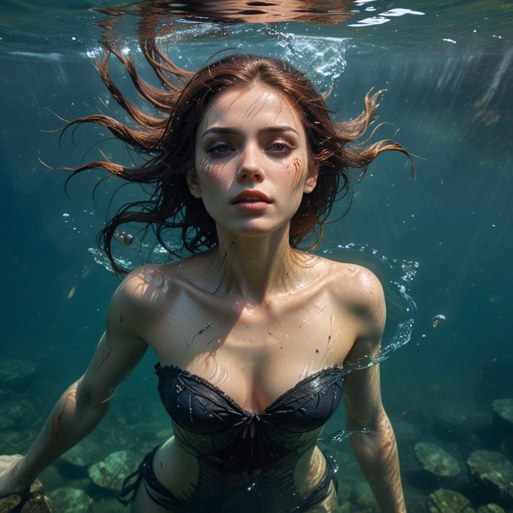 Siren Emerging from Calm Waters in Vibrant Beauty