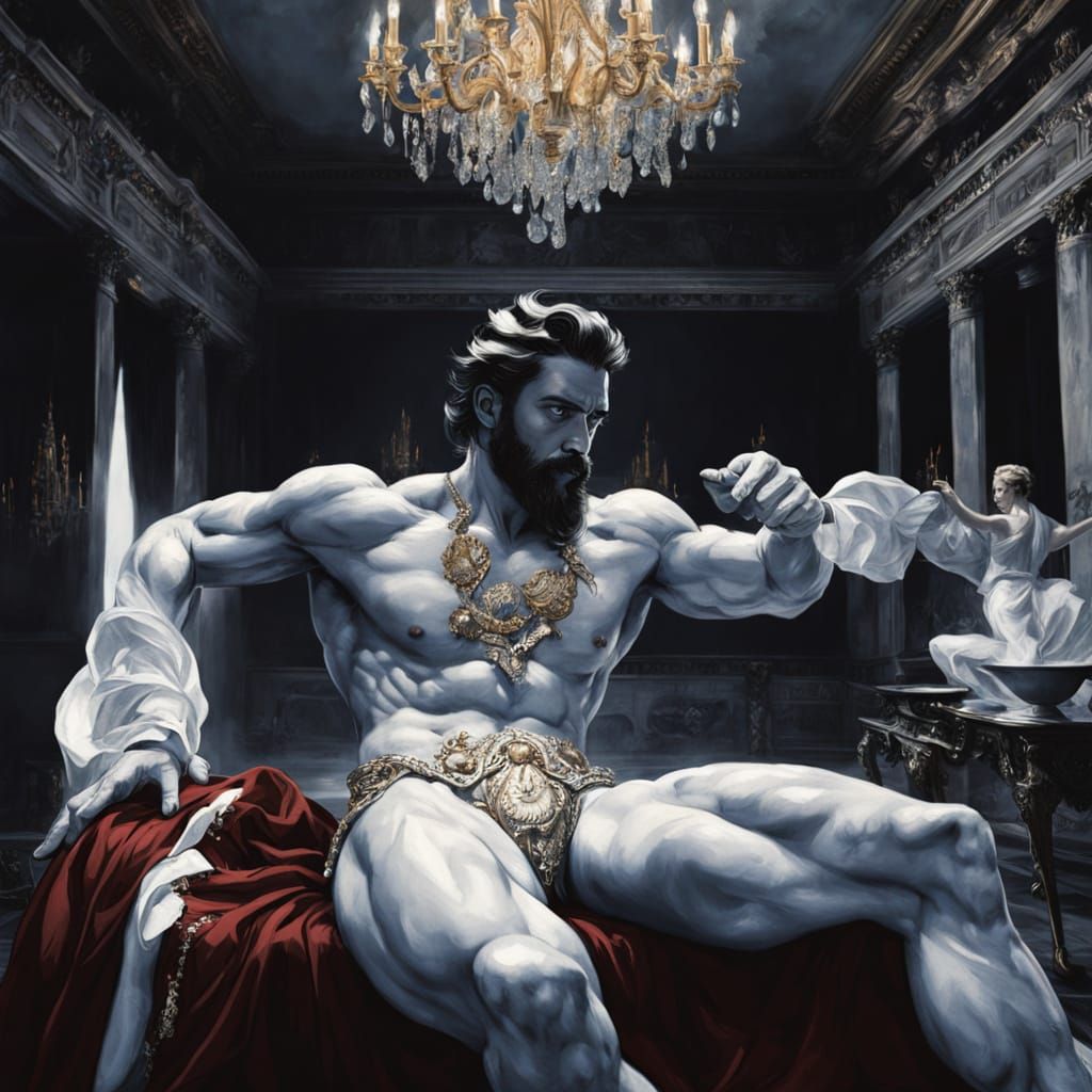 Sculpted Male Physique in Gilded Light