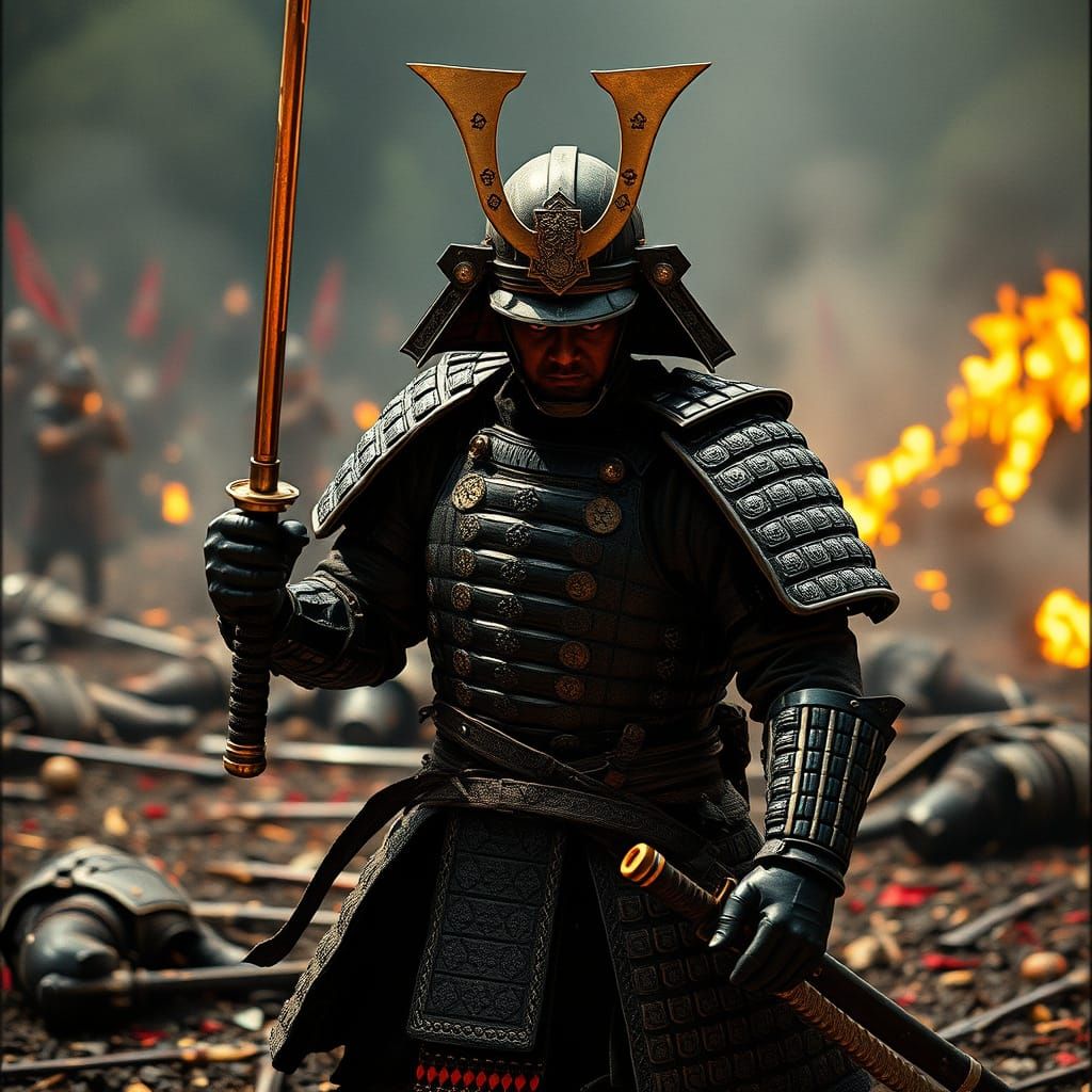 Fierce Samurai Warrior Ready for Battle